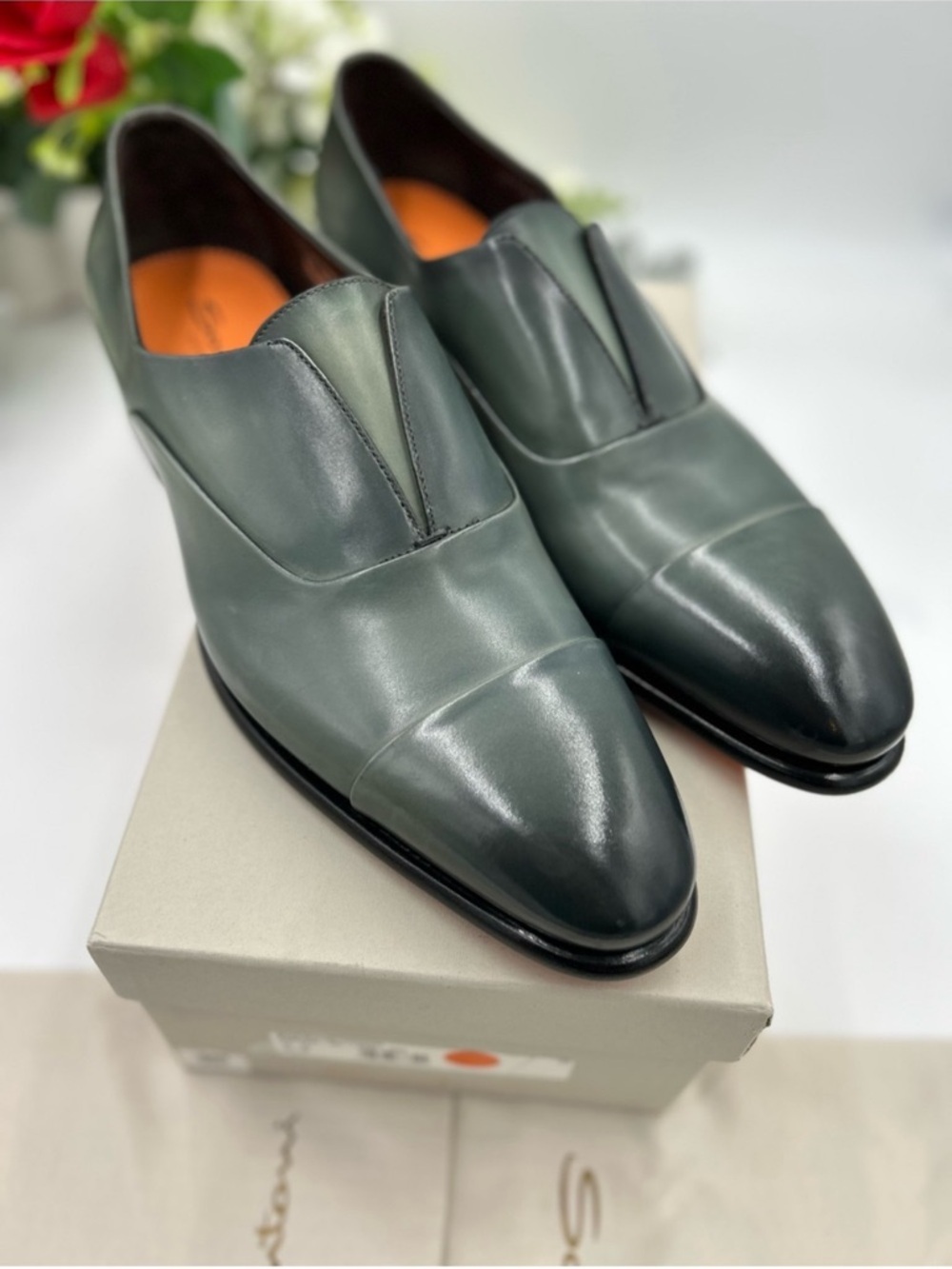 SOLD !!!! Man, SANTONI Carter, leather slip on loafers size 12 US